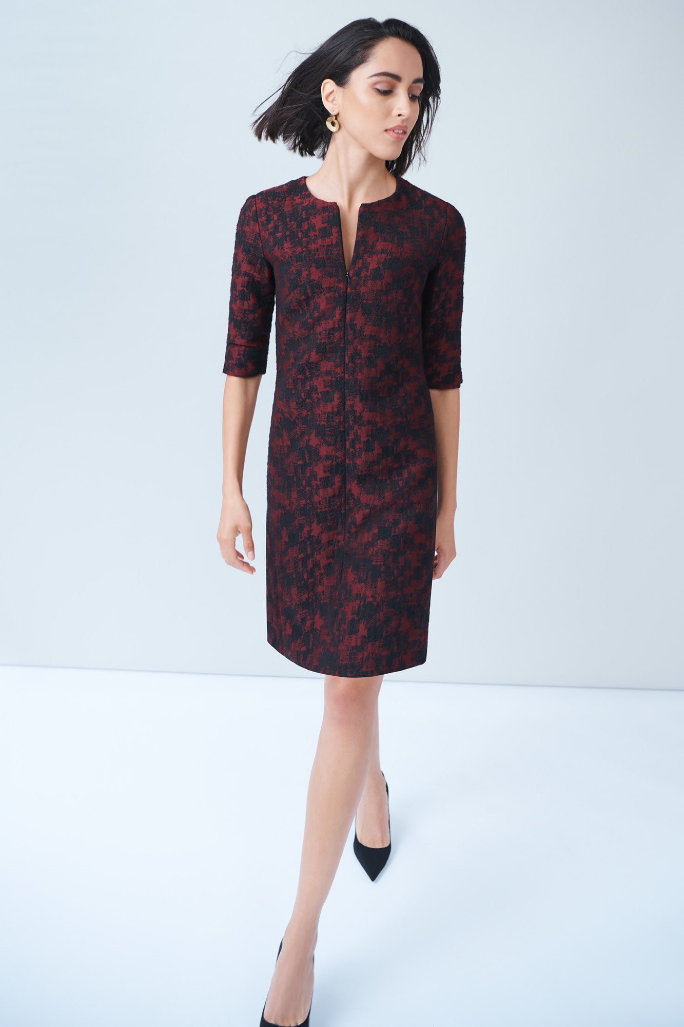 Portobello Claret Jacquard Dress