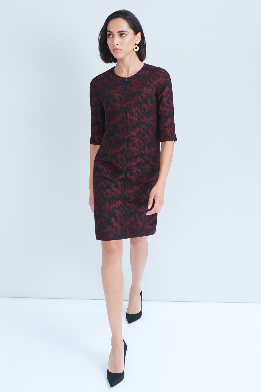 Portobello Claret Jacquard Dress