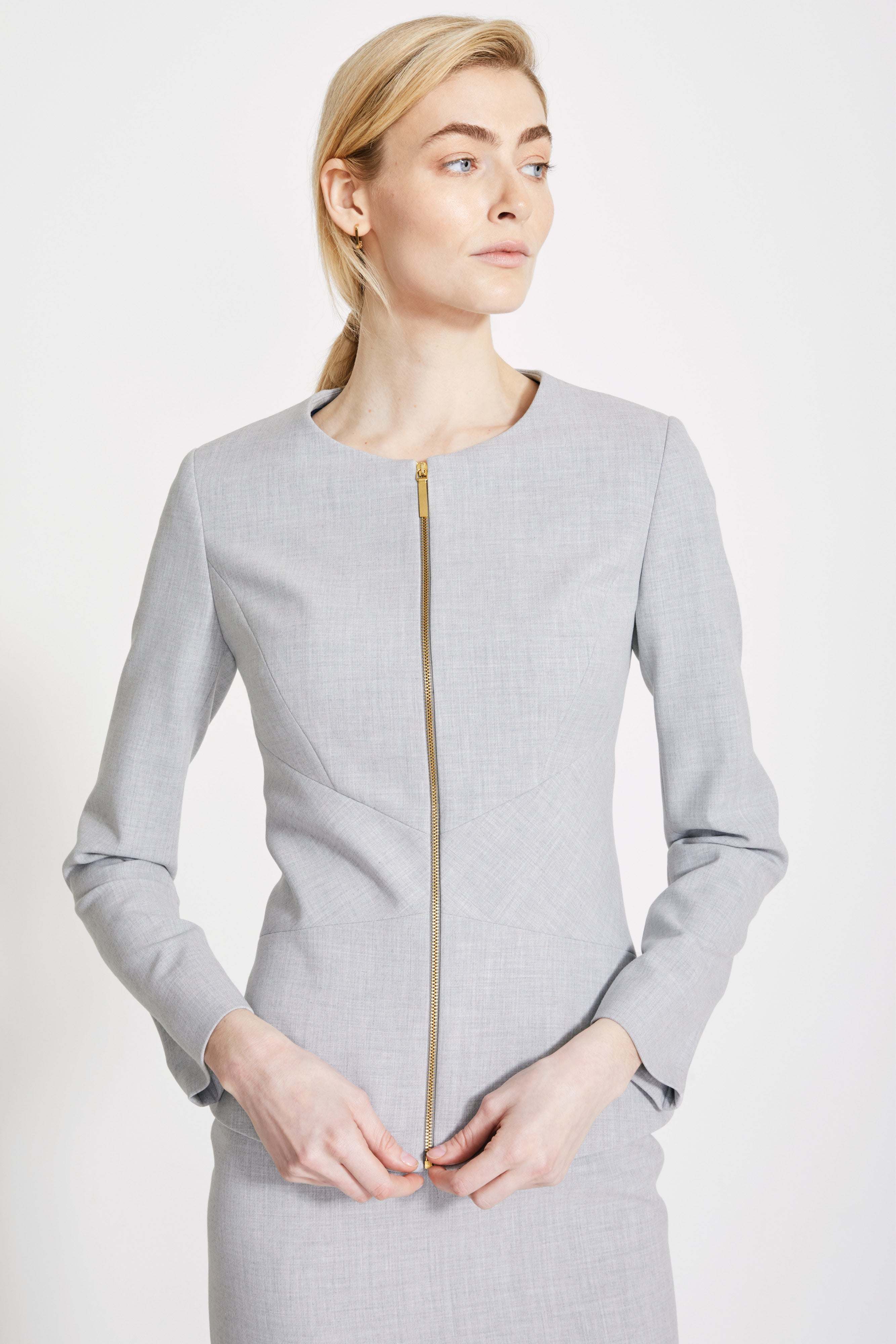 Finsbury Grey Ponte Jacket Libby London